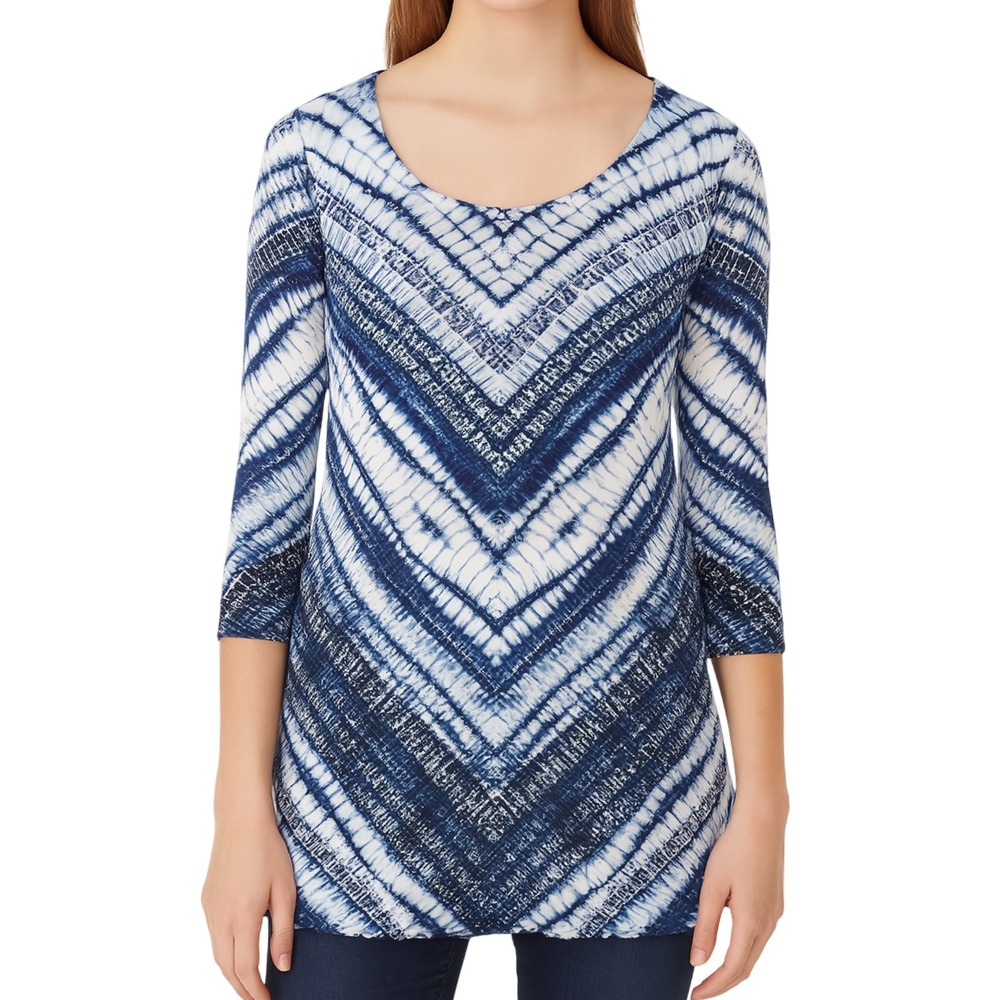 Miraclesuit Tunic Top Women Small Everyday‎ Shapewear Comfort Stretch Blue White